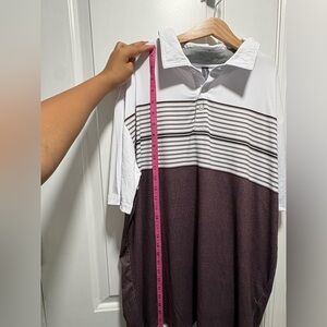 Men's Striped Polo Shirt - White and Brown